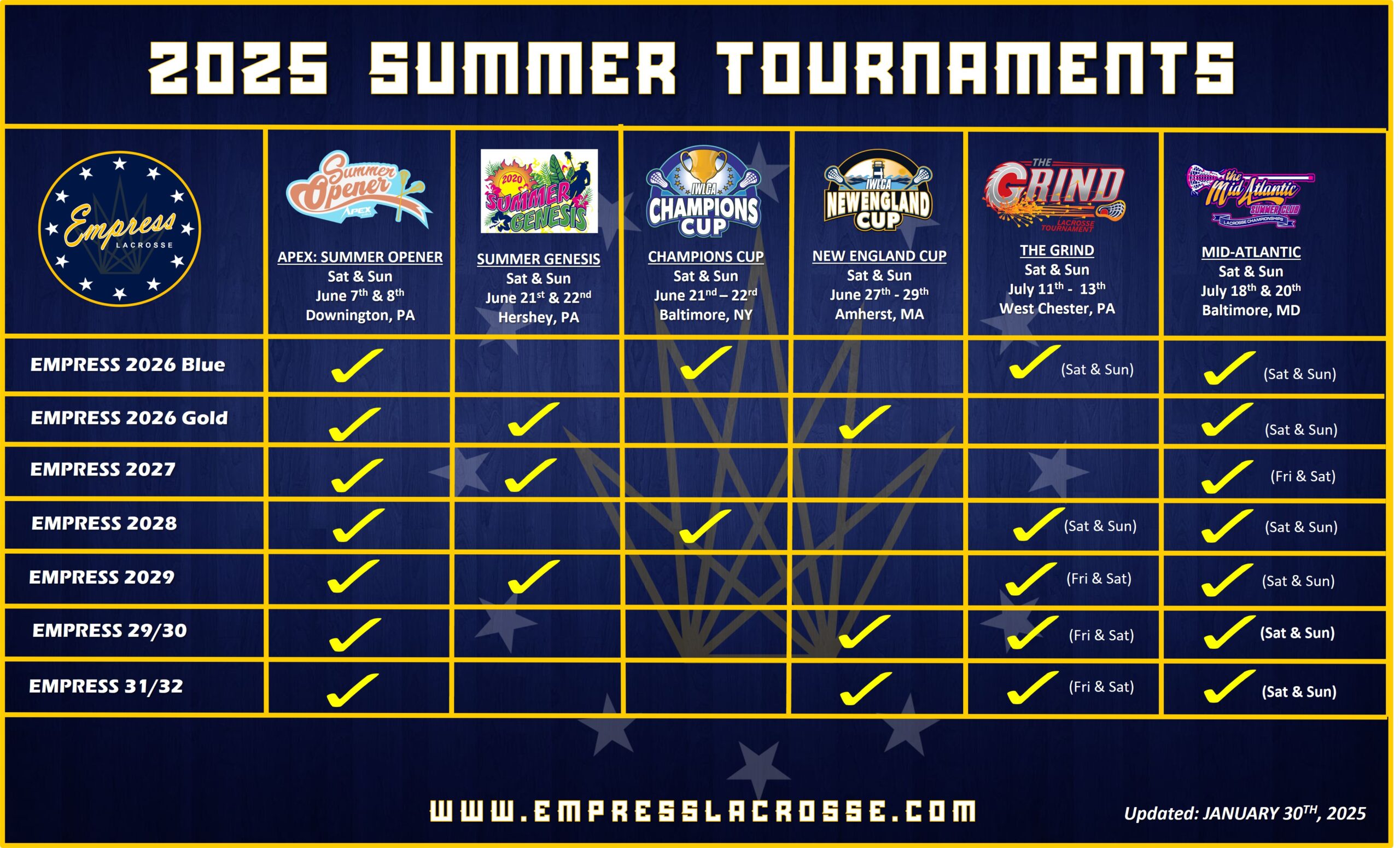 2025 SUMMER TOURNAMENTS